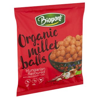 Biopont BIO gluténmentes extrudált kölesgolyó magyaros ízesítésű fűszerkeverékkel 75 g