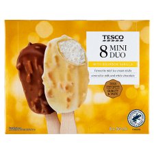 Tesco Vanilla-Flavored Ice Cream in Milk Chocolate and White Chocolate Coating 8 x 50 ml (400 ml)