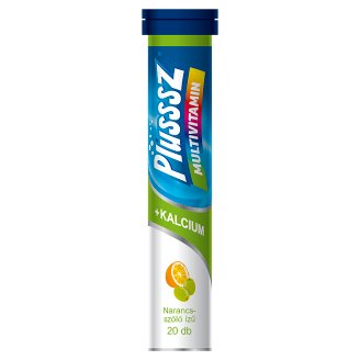 Plusssz Kalcium + Multivitamin narancs-szőlő ízű étrend-kiegészítő pezsgőtabletta 20 db 86 g