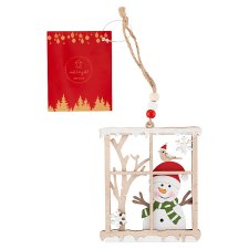 Hanging Window with Snowmen Decoration 19 x 8,5 x 1 cm