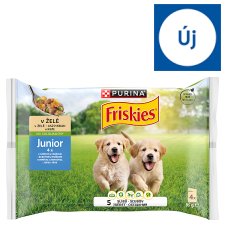 Friskies Junior teljes értékű eledel kölyökkutyáknak csirkével-borsóval aszpikban 4 x 85 g (340 g)