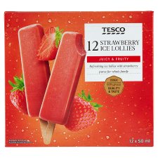 Tesco Strawberry Ice Lollies 12 x 50 ml (600 ml)