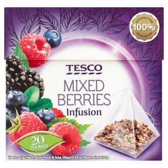 Tesco Mixed Berries Infusion málna-áfonya-szeder ízű filteres gyümölcstea 20 filter 42 g