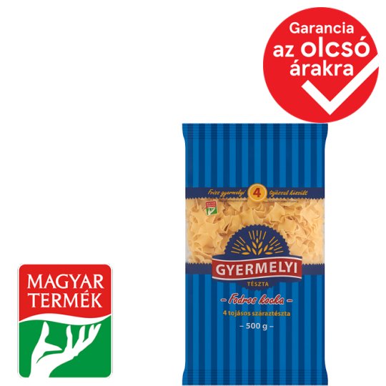 Gyermelyi Frilly Squares Dry Pasta Made from Wheat Flour with 4 Eggs 500 g