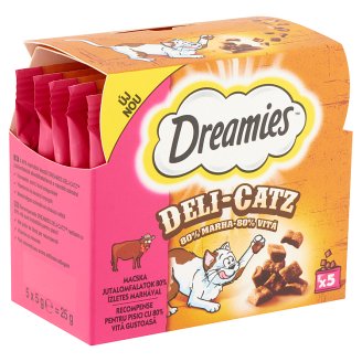 Dreamies Deli-Catz kiegészítő állateledel felnőtt macskák számára marhával 5 x 5 g