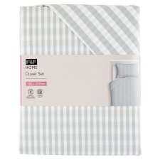 F&F Grey Stripe Home Duvet Set 140 x 200 cm