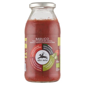 Alce Nero BIO bazsalikomos paradicsompüré paradicsomdarabkákkal 500 g