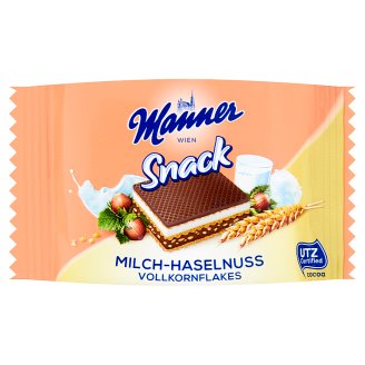 Manner Snack búzapelyhes mogyorókrémes és tejkrémes ostyaszelet 25 g