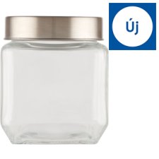 Tesco 500 ml Square Glass Storage Jar 