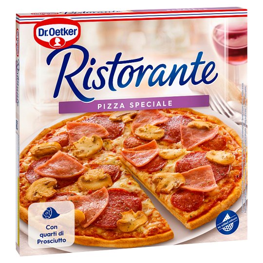 Dr. Oetker Ristorante Speciale gyorsfagyasztott pizza sajttal, szalámival, gombával, sonkával 345 g