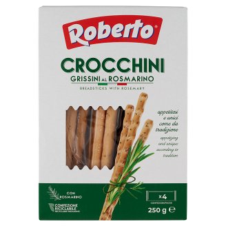 Roberto búzafinomlisztből készült ropogós, sós kenyérpálcika pálmaolajjal és rozmaringgal 250 g