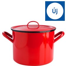 Enamel Red Pot Deep with White Interior 28 cm