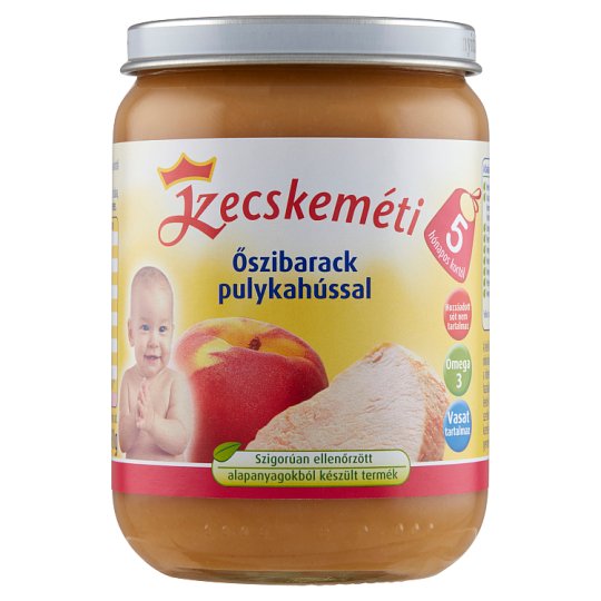 Kecskeméti glutén- és tejszármazékmentes őszibarack pulykahússal bébiétel 5 hónapos kortól 190 g