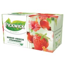Pickwick Herbal Goodness Rosehip-Hibiscus Flavoured Tea with Strawberry Pieces 20 Tea Bags 50 g