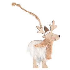 Wooden Reindeer with Scarf Decoration 18 x 8 x 1 cm