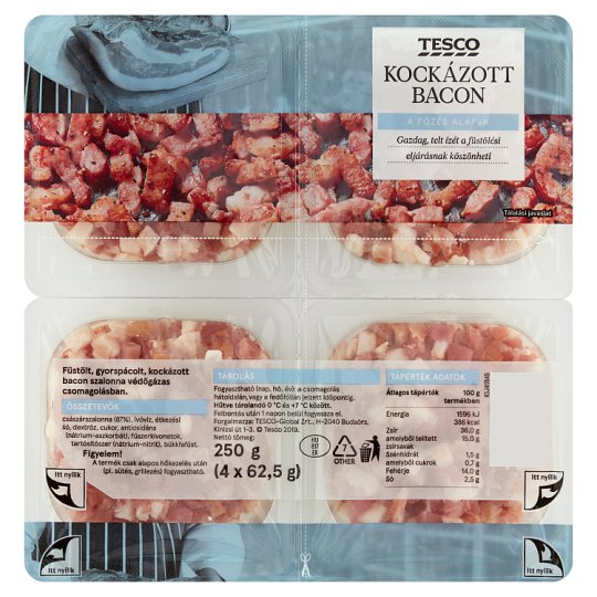 Tesco kockázott bacon 4 x 62,5 g (250 g)