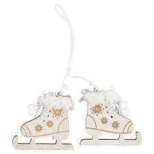 Hanging Wooden Ice Skate Decoration 19 x 8 x 1,5 cm