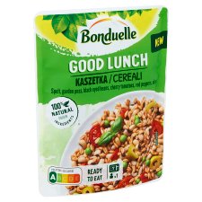Bonduelle Good Lunch tönkölybúza, zöldborsó, bab, paradicsom, paprika és olajbogyó keveréke 250 g