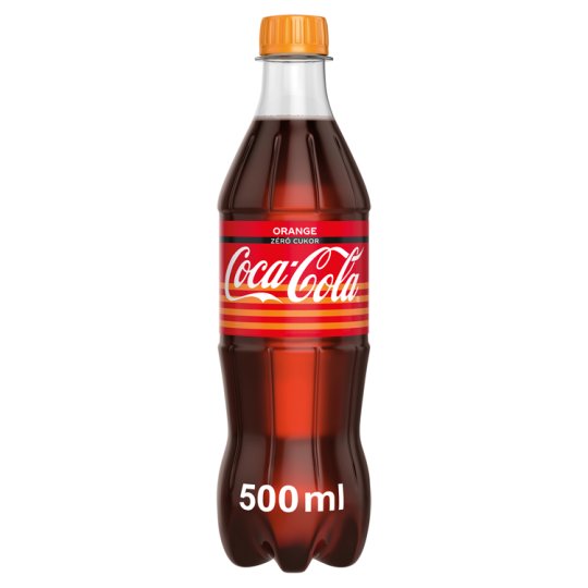 Coca-Cola Zero Orange Cola Flavoured Energy-Free Carbonated Soft Drink with Orange Flavour 500 ml