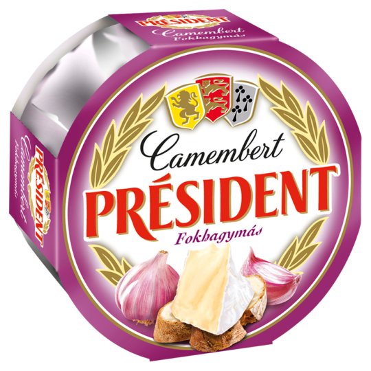 Président Camembert fokhagymás, fehér nemespenésszel érlelt, zsírdús lágy sajt 120 g