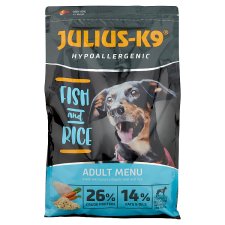 Julius-K9  Hypoallergenic Adult Menu teljes értékű kutyaeledel hallal és rizzsel 3 kg