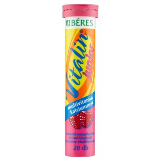 Béres Vitalin Junior multivitamin kalciummal málnaízű pezsgőtabletta 20 db 80 g
