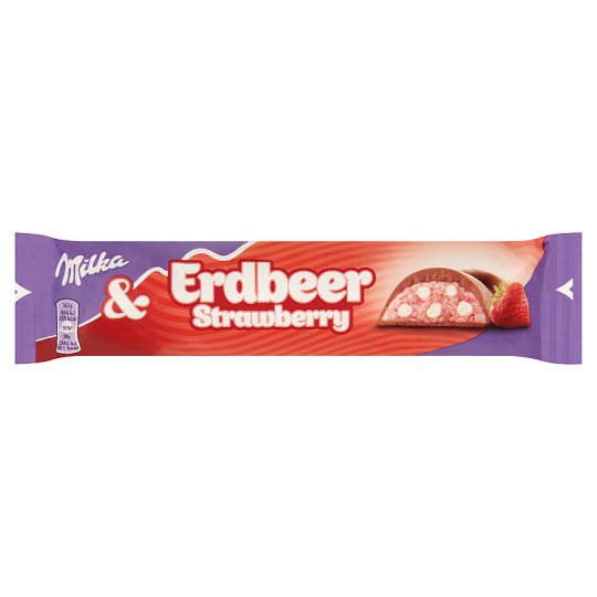 Milka alpesi tejcsokoládé eperízű tejes krémtöltelékkel és ropogós búzadarabkákkal 36,5 g