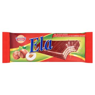 Ela mogyoró ízű krémmel töltött ostyaszelet kakaós bevonatban, édesítőszerekkel 25 g