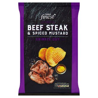 Tesco Finest marha steak és mustár ízű hullámos felületű burgonyachips 150 g