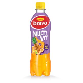 Rauch Bravo Multivit vegyes gyümölcsital cukorral és édesítőszerekkel, 10 vitaminnal 0,5 l