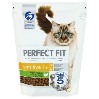 Perfect Fit Sensitive 1+ pulykában gazdag teljes értékű állateledel felnőtt macskák számára 750 g