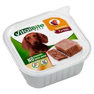 VitalBite teljes értékű állateledel felnőtt kutyák számára csirkével és pulykával 150 g