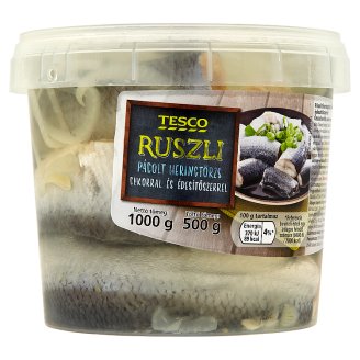 Tesco Ruszli pácolt heringtörzs cukorral és édesítőszerrel 1000 g