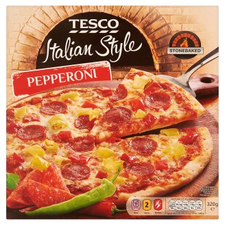 Tesco Italian Style Pepperoni gyorsfagyasztott, elősütött pizzalap 320 g