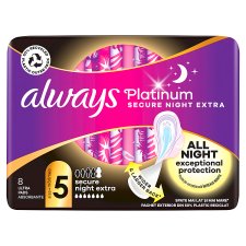 Always Platinum Secure Night Extra Szárnyas Egészségügyi Betét, 8 db