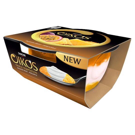 Danone Oikos Triple Temptation élőflórás görög krémjoghurt maracuja és ananászízű öntettel 115 g