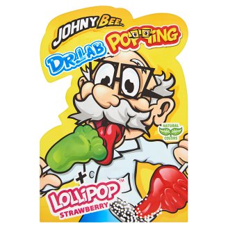 Johny Bee Dr. Lab zöld alma ízű nyalóka bombacukorkával vagy eper ízű nyalóka bombacukorkával 13 g