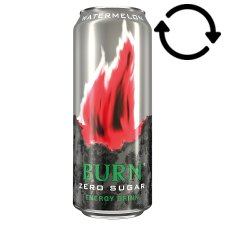 Burn Zéró Cukor Carbonated Watermelon Flavoured Energy Drink with Caffeine and Sweeteners 250 ml