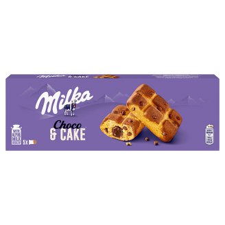 Milka Cake & Choc piskóta alpesi tejcsokoládé darabkákkal és csokoládés töltelékkel 5 db 175 g