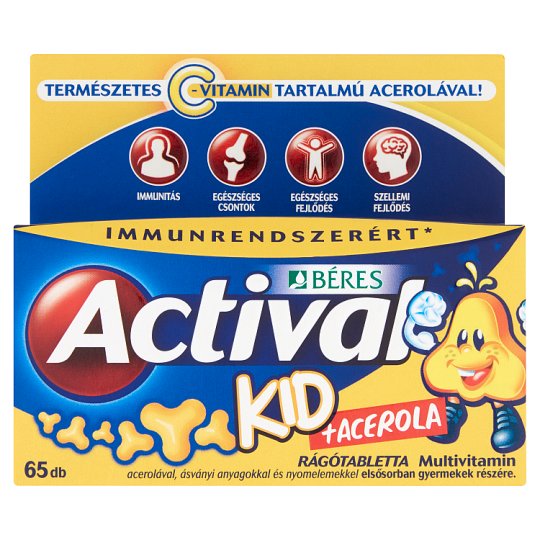 Béres Actival Kid + Acerola rágótabletta 65 db 58,5 g