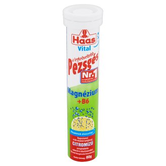 Haas Vital magnézium + B6 citromízű étrend-kiegészítő pezsgőtabletta 80 g