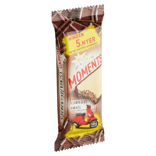 Moments szélein kakaós bevonómasszába mártott, kakaós-csokoládés krémmel töltött ostyaszelet 50 g