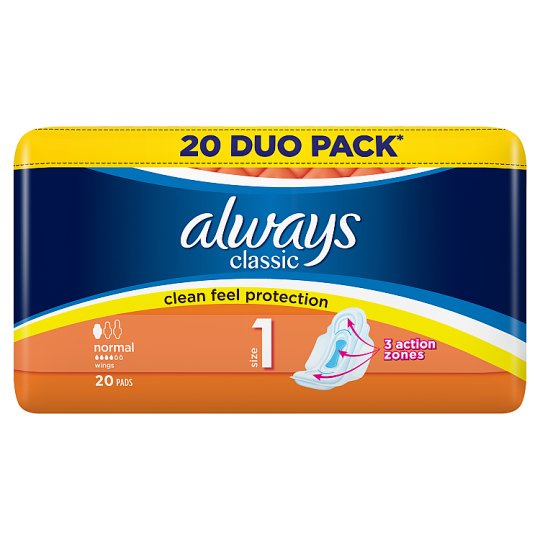 Always Classic Normal Sanitary Towels Wings 20x Tesco Online, Tesco From Home, Tesco Doboz