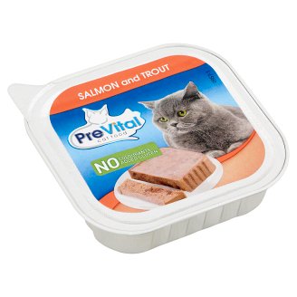 PreVital teljes értékű állateledel felnőtt macskák számára lazaccal és pisztránggal 100 g