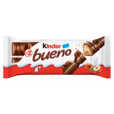 Kinder Bueno Milk Chocolate Coated Wafer Filled with Milky-Hazelnut Cream 2 x 21,5 g (43 g)