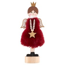 Furry Standing Angel Holding Star Decoration 10 x 6 x 24,5 cm