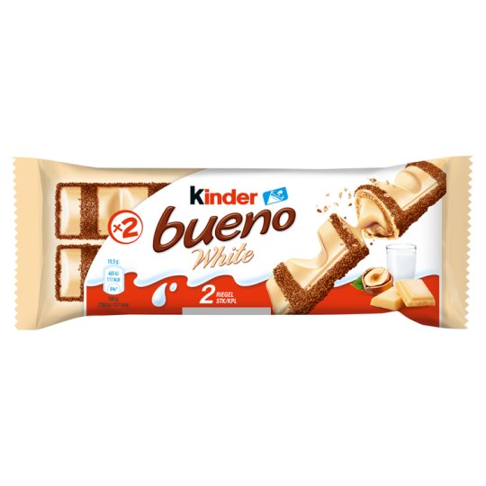 Kinder Bueno White Chocolate-Coated Wafer with Milky-Hazelnut Cream Filling  2 pcs 39 g - Tesco Online, Tesco From Home