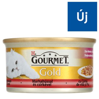 Gourmet Gold teljes értékű állateledel felnőtt macskáknak marhahússal és csirkével 85 g