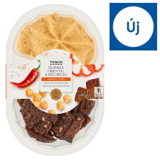 Tesco Hummus curry fűszerkeverékes csicseriborsókrém szezámmagkrémmel és rozskenyérrel 140 g