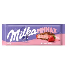 Milka Mmmax alpesi tej felhasználásával készült tejcsokoládé eperízű töltelékkel 300 g